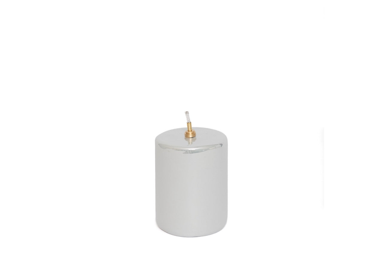 productfoto Metallic off white 7x10cm olielamp in een cilinder vorm 
