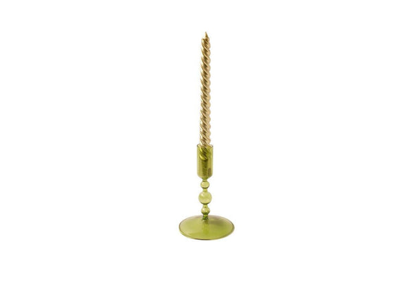 kandelaar groen met gouden kaars