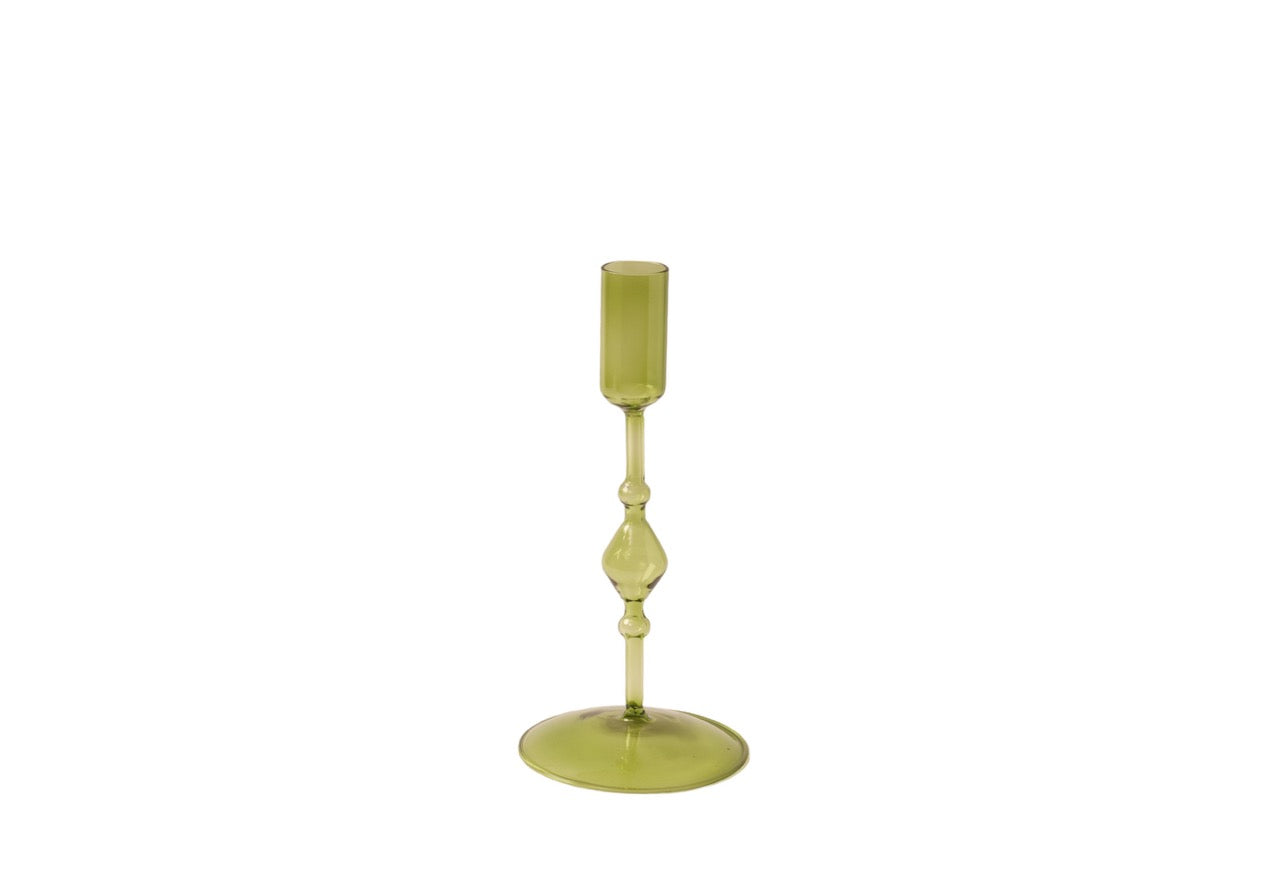 Kaarsenhouder van glas in de kleur groen, productfoto