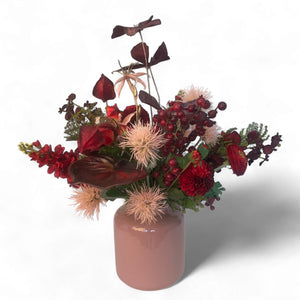 KunstBoeket Oud Roze/ Bordeaux
