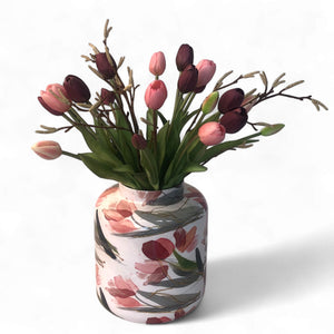KunstBoeket Tulpen Roze en Mauve