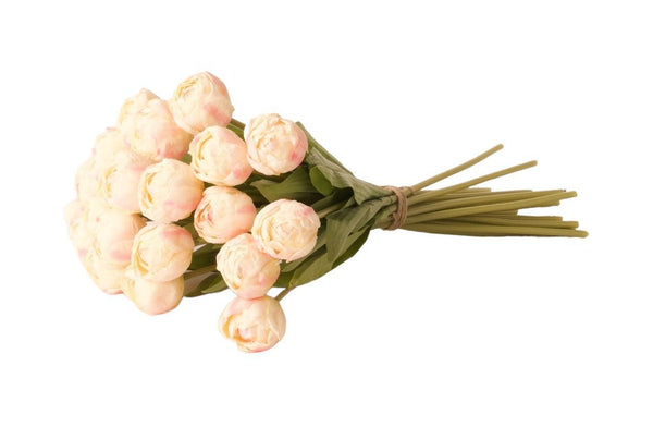 Boeket van 21 nep tulpen liggend gefotografeerd - WinQ