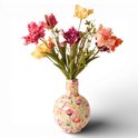 Colorful artificial flower bouquet in a floral vase, WinQ kunstbloemen gift decor
