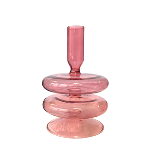 kandelaar Glas Pink 9x15,5cm  - WinQ