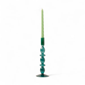 Kandelaar glas 9x26,5cm Zeegroen - WinQ