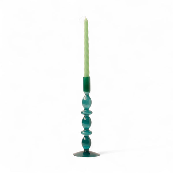 Kandelaar glas 9x26,5cm Zeegroen - WinQ