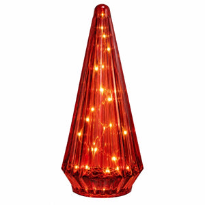 Kerstboom van glas in een donker rode kleur. werkend verlicht met ledlampjes op batterij - WinQ