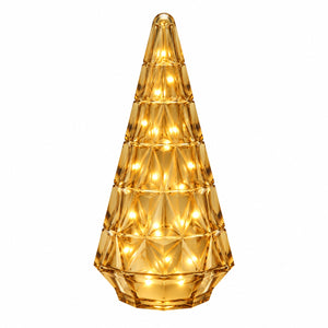 Kerstboom van glas in Gele kleur. werkend verlicht met ledlampjes op batterij - WinQ