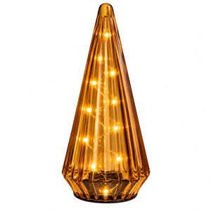 Kerstboom van glas in Oranje kleur. werkend verlicht met ledlampjes op batterij - WinQ