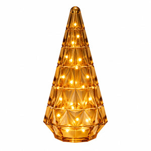 Kerstboom van glas in Oranje kleur. werkend verlicht met ledlampjes op batterij - WinQ