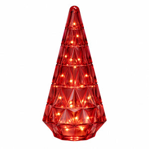 Kerstboom van glas in Rood kleur. werkend verlicht met ledlampjes op batterij - WinQ