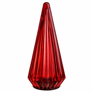 Kerstboom van glas in Rood kleur met ledlampjes op batterij - WinQ