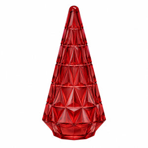 Kerstboom van glas in Rood kleur. Verlicht met ledlampjes op batterij - WinQ