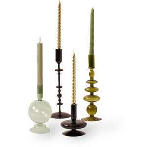set van 4 glaskandelaren in groen en zwart - WinQ