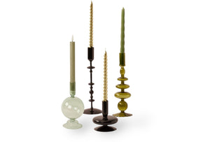 set van 4 glaskandelaren in groen en zwart - WinQ
