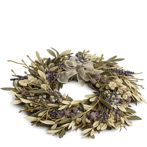 Krans kunstbloemen Blauw/ Grijs