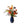 plukboeket met kunstbloemen in een arrangement van rood en oranje met diverse bloemen waaronder diverse bossoorten en molucella gebonden to een boeket  van 70cm hoog