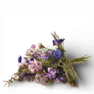 Kunstbloemen boeket voor binnen in de kleuren blauw en paars met annemoon tulp, delphinium  - WinQ