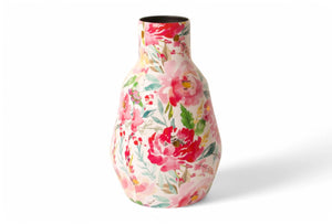 productfoto foto van metalen vaas in de maat 18x30m met een bloemenprint in pink - WinQ