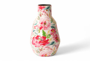 productfoto foto van metalen vaas in de maat 18x30m met een bloemenprint in pink - WinQ