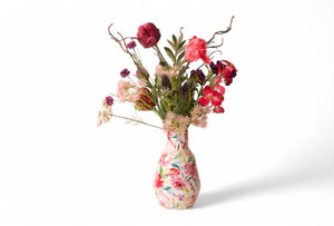 Boeket met kunstbloemen op een metalen vaas met bloemenprint - WinQ