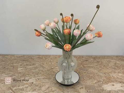 Kunstboeket van Tulpen in de kleur Oranje en Roze