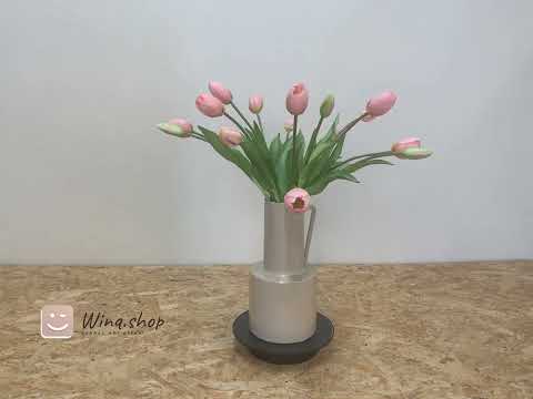 Boeket kunsttulpen roze op vaas -WinQ