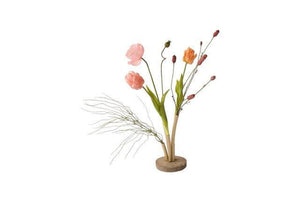 Kunsttulpen, papaver en grassen in een Pijpvaas Goud