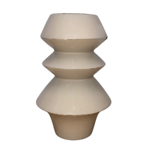Beige metalen vaas met geometrisch design, moderne woondecoratie - WinQ