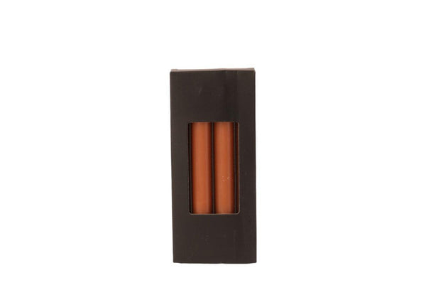 zwart doosje met 4 kandelaar kaarsen in terra  2,1x20cm