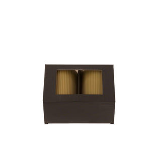 Ribbelkaars 7x10cm in een zwarte doosje met 2 stuks  in de kleur light green