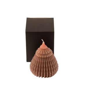 product foto kerstboom kaars mauve stone 14cm hoog met zwarte doosje van verpakking
