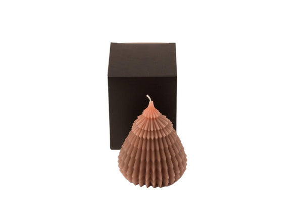 product foto kerstboom kaars mauve stone 14cm hoog met zwarte doosje van verpakking