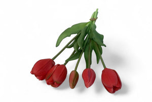 5 kunsttulpen met levensecht blad in de kleur fuchsia-WinQ