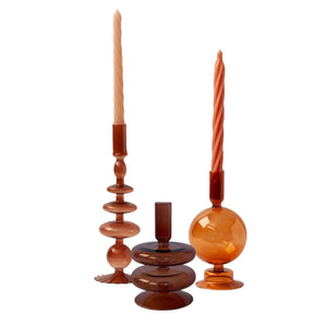 complete set van 3 glaskandelarebn in maroon tinten - WinQ