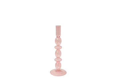 Kandelaar glas 9x26,5cm zacht Roze