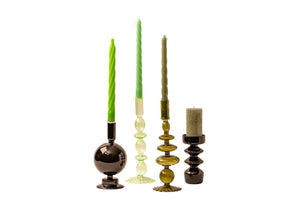 Set Glaskandelaren 4 stuks Groen/ Zwart - WinQ!