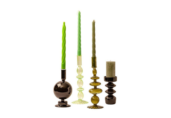 Set Glaskandelaren 4 stuks Groen/ Zwart - WinQ!