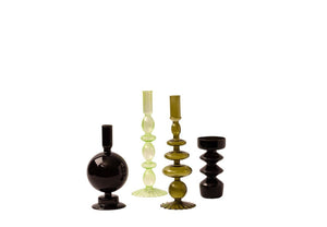 Set Glaskandelaren 4 stuks Groen/ Zwart - WinQ!
