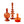 Kandelaar glas 9x28cm terra met 2 oranje kleurige kandelaren van  glas in diverse hoogtes