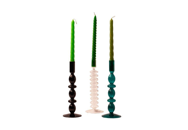 Kandelaar glas 9x26,5cm Zeegroen - WinQ!