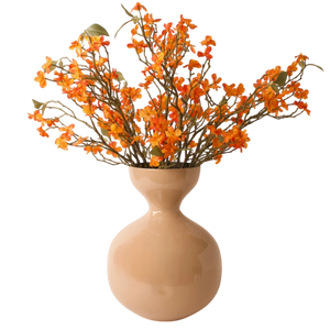 Boeket oranje kunstbloemen in taupe  grote vaas, decoratief voor interieur of cadeau - WinQ