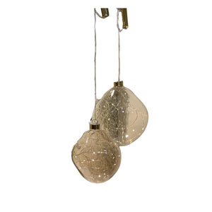 Organic Glass Ball in 2 maten diameter 12 en 15cm in de kleur champagne met led-verlichting op batterij