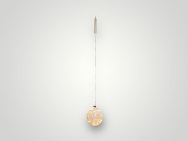 Organic Glass Ball Kerstverlichting in 15cm in de kleur champagne met led-verlichting op batterij brandend gefotografeerd