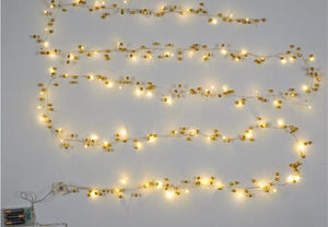 oerverlichting guirlande goud met belletjes en 90 led-lampjes brandend