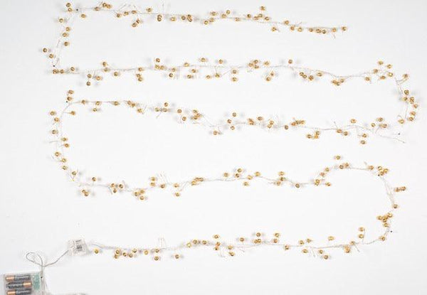 oerverlichting guirlande goud met belletjes en 90 led-lampjes
