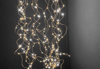 kerst kroonluchter ledlamp 30cm en lengte 125cm met een detailopname  met wit en warmwit lichtkleur