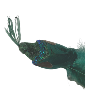 Decoratie Pauw Groen 28cm 2 stuks